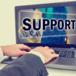 Businessman contacting online support